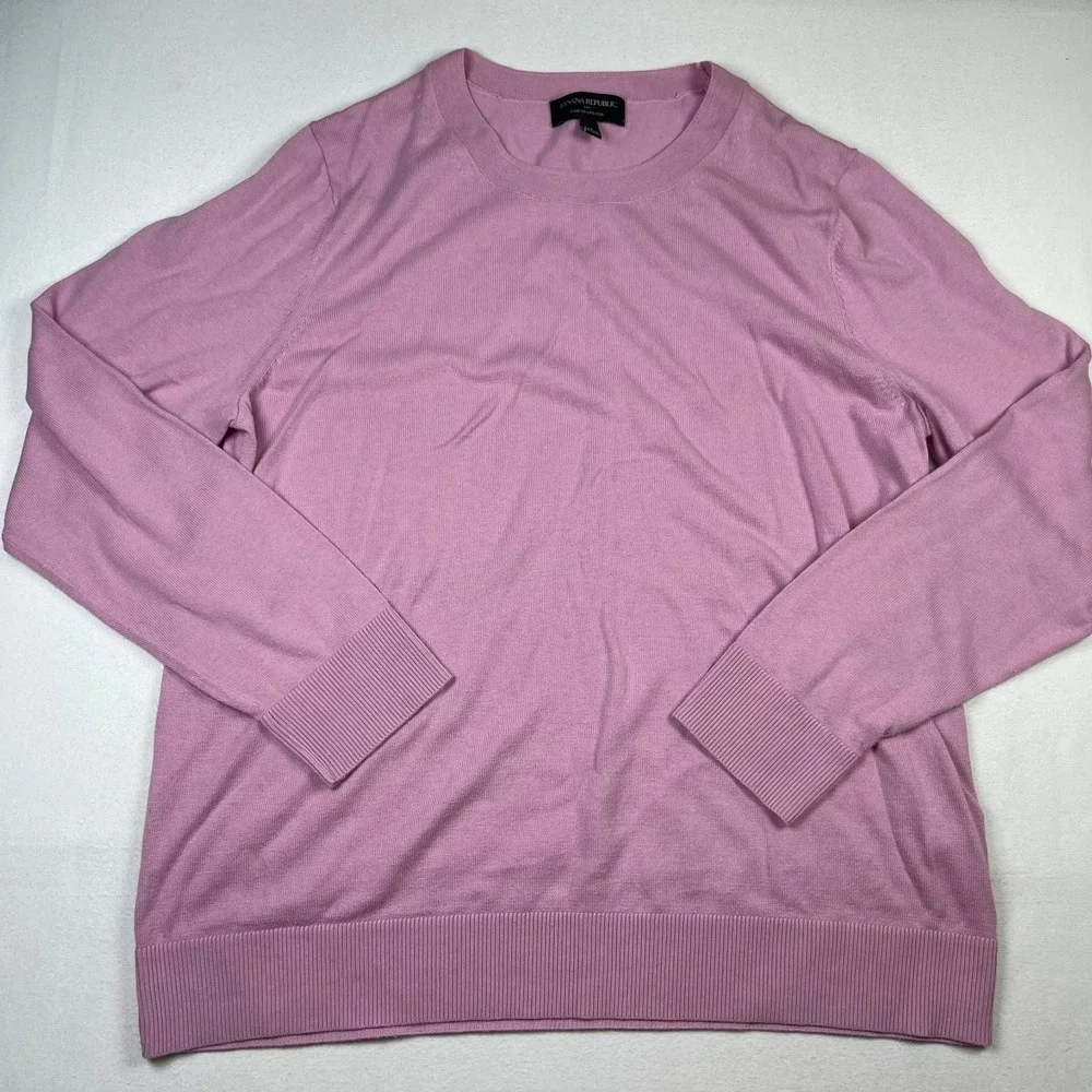 Banana Republic Sweater Men XL Purple Knit Cotton Long Sleeve Crew Neck Pullover